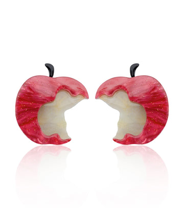 Red Apple Earrings Christmas Statement Jewelry for Women - Novelty Art Jewelry