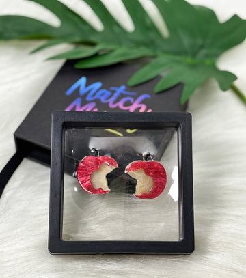 Red Apple Earrings Christmas Statement Jewelry for Women - Novelty Art Jewelry