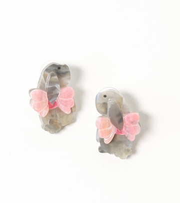 Marbled Cloud-Tail Bunny Earrings