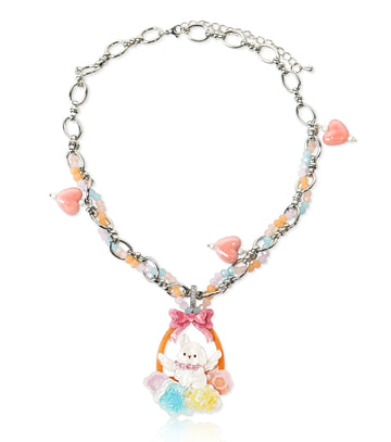 Floral Cradle Bunny Necklace