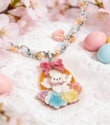 Floral Cradle Bunny Necklace