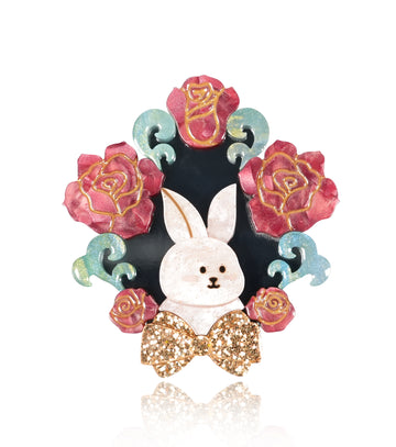 Glam Rose Bunny Brooch