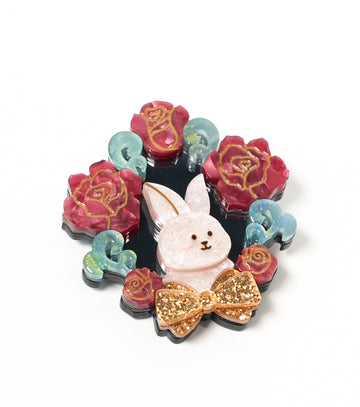Glam Rose Bunny Brooch