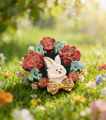 Glam Rose Bunny Brooch