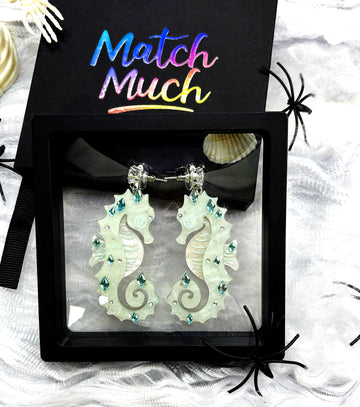 Seahorse Earrings Ocean Acrylic Resin Statement Jewelry for Women - Novelty Art Jewelry