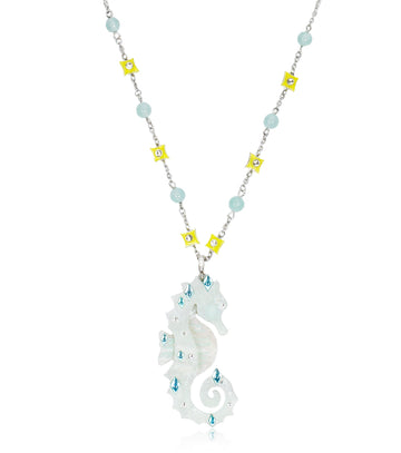 Seahorse Necklace Ocean Acrylic Resin Statement Jewelry for Women - Novelty Art Jewelry