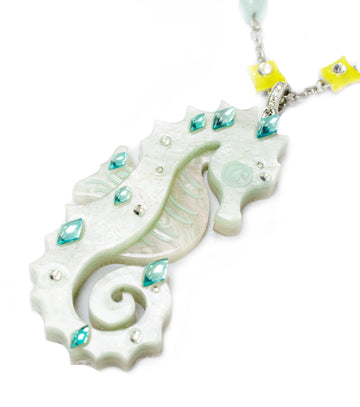 Seahorse Necklace Ocean Acrylic Resin Statement Jewelry for Women - Novelty Art Jewelry