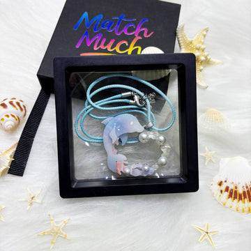 Dolphin Heart Necklace Ocean Acrylic Resin Statement Jewelry for Women - Novelty Art Jewelry