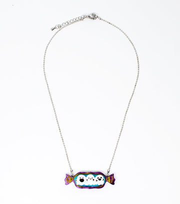 Ghost Candy Necklace Acrylic Resin Halloween Statement Jewelry for Women - Novelty Art Jewelry