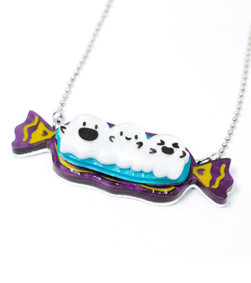 Ghost Candy Necklace Acrylic Resin Halloween Statement Jewelry for Women - Novelty Art Jewelry
