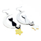Cat on Moon Earrings Acrylic Resin Halloween Statement Jewelry for Women - Novelty Art Jewelry